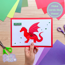 Load image into Gallery viewer, Make cards like this - iris folding red dragon 'with love'