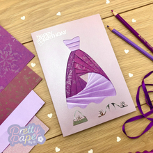 Load image into Gallery viewer, Princess Dress Iris Folding Pattern Template | Beginner Pattern PDF SVG Download | Card Making