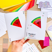 Load image into Gallery viewer, Sweet Summer Card Making Kit | Beginner Kids Iris Folding Kit | Letterbox Craft Kit Gift | Watermelon, Pineapple, Ice Lolly