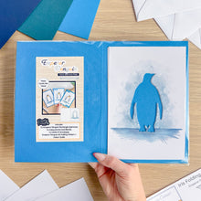 Load image into Gallery viewer, Emperor Penguin Aperture Card (Pack of 3) | 3 x A5 PRINTED Apertures, Coloured Card Blanks & White Envelopes | Christmas