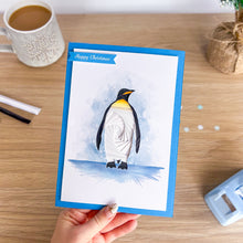 Load image into Gallery viewer, Emperor Penguin Aperture Card (Pack of 3) | 3 x A5 PRINTED Apertures, Coloured Card Blanks & White Envelopes | Christmas