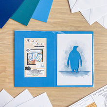 Load image into Gallery viewer, Emperor Penguin Aperture Card (Pack of 3) | 3 x A5 PRINTED Apertures, Coloured Card Blanks & White Envelopes | Christmas