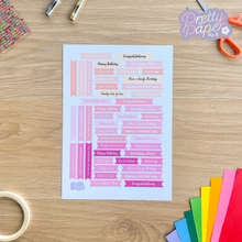 Load image into Gallery viewer, Various greetings in peach, gold and pink