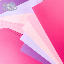 Load image into Gallery viewer, Fairy Princess Paper Pack A5, 30 Sheets | Plain & Pearlised Paper Pad | Pink Purple Craft Paper