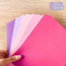Load image into Gallery viewer, Fairy Princess Paper Pack A5, 30 Sheets | Plain & Pearlised Paper Pad | Pink Purple Craft Paper
