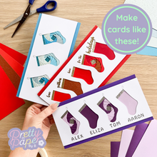 Load image into Gallery viewer, Stocking Iris Folding Pattern PDF & SVG | Christmas Stocking Beginner Printable Download | Cut File | Card Making Template