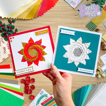 Load image into Gallery viewer, two iris fold poinsettia cards
