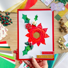 Load image into Gallery viewer, Poinsettia and holly leaves card