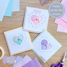 Load image into Gallery viewer, Make cards like these - three iris fold floral heart cards