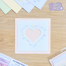 Load image into Gallery viewer, embellished large floral heart aperture on pink backing card