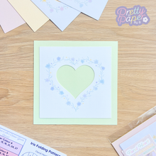 Load image into Gallery viewer, embellished large floral heart aperture on peppermint backing card