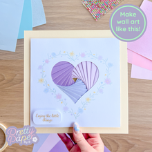 Load image into Gallery viewer, Make wall art like this - large purple iris fold floral heart - enjoy the little things