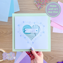 Load image into Gallery viewer, Make wall art like this - large turquoise iris fold floral heart - home is where the heart is