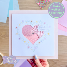 Load image into Gallery viewer, Make wall art like this - large pink iris fold floral heart - you are loved