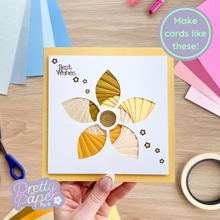 Load image into Gallery viewer, Flower Petal Aperture Card (Pack of 3) | 3 x Square White Apertures, Coloured Card Blanks & White Envelopes
