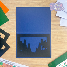 Load image into Gallery viewer, Forest Silhouette Aperture on Blue Card