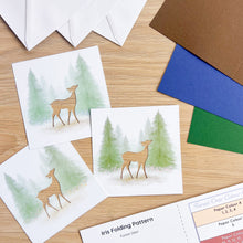 Load image into Gallery viewer, Forest Deer Aperture Card (Pack of 3) | 3 x Square White Printed Fawn Apertures, Coloured Card Blanks & White Envelopes