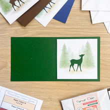 Load image into Gallery viewer, Forest Deer Aperture Card (Pack of 3) | 3 x Square White Printed Fawn Apertures, Coloured Card Blanks & White Envelopes