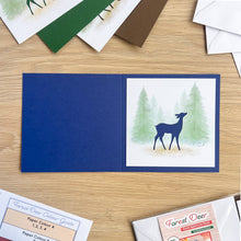 Load image into Gallery viewer, Forest Deer Aperture Card (Pack of 3) | 3 x Square White Printed Fawn Apertures, Coloured Card Blanks & White Envelopes