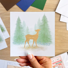 Load image into Gallery viewer, Forest Deer Aperture Card (Pack of 3) | 3 x Square White Printed Fawn Apertures, Coloured Card Blanks & White Envelopes