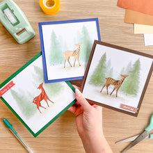Load image into Gallery viewer, Three iris folding forest deer greeting cards