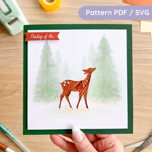 Load image into Gallery viewer, Card made with the Forest Deer Iris Folding Pattern