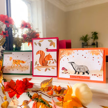 Load image into Gallery viewer, Friends of the Forest Card Making Kit | Iris Folding Craft Kit Beginner | Letterbox Craft Gift | Fox, Badger, Squirrel