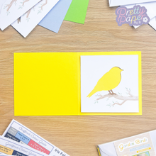 Load image into Gallery viewer, Bird aperture on yellow card blank
