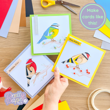 Load image into Gallery viewer, Three iris fold garden bird greeting cards