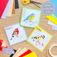 Load image into Gallery viewer, Three iris fold garden bird greeting cards