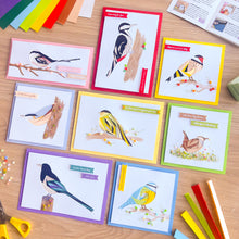 Load image into Gallery viewer, 8 iris fold garden birds cards