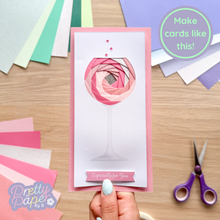 Load image into Gallery viewer, Pink gin glass iris fold card with printed stem