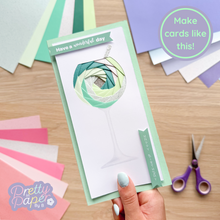 Load image into Gallery viewer, Mint green gin glass iris fold card with printed stem