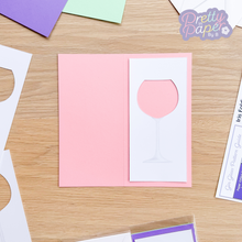 Load image into Gallery viewer, gin glass aperture with printed stem on pink card
