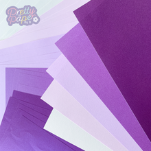Load image into Gallery viewer, Heather Haze Paper Pack A5, 30 Sheets | Plain & Pearlised Paper Pad | Purple Lilac Craft Paper
