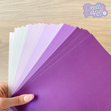 Load image into Gallery viewer, Heather Haze Paper Pack A5, 30 Sheets | Plain & Pearlised Paper Pad | Purple Lilac Craft Paper