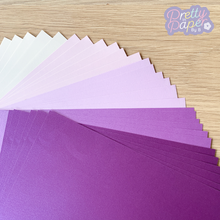 Load image into Gallery viewer, Heather Haze Paper Pack A5, 30 Sheets | Plain & Pearlised Paper Pad | Purple Lilac Craft Paper