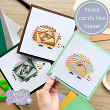 Load image into Gallery viewer, Iris Folding Hedgehog Aperture Card Pack