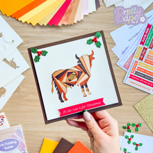 Load image into Gallery viewer, Highland cow Christmas card made with alternate colour guide