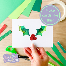 Load image into Gallery viewer, Iris fold holly leaves card