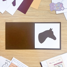 Load image into Gallery viewer, Horse aperture on mocha brown card