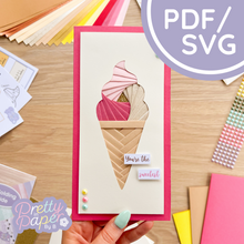 Load image into Gallery viewer, Ice Cream Iris Folding Pattern PDF & SVG | Beginner Printable Template Download | Cut File | Card Making Template