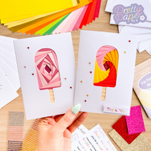 Load image into Gallery viewer, Ice Lolly Iris Folding Pattern PDF & SVG | Beginner Ice Pop Printable Template Download | Cut File | Card Making Template