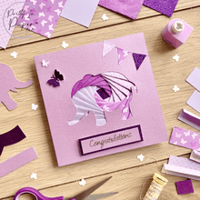 Load image into Gallery viewer, Elephant Iris Folding Pattern PDF & SVG | Beginner Printable Download | Cut File | Card Making Template