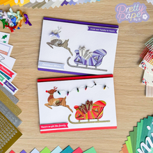 Load image into Gallery viewer, iris fold reindeer and sleigh cards