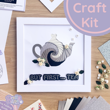 Load image into Gallery viewer, Iris folding tea pot craft kit wall art in silver grey