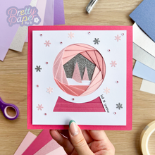 Load image into Gallery viewer, Snow Globe Iris Folding Pattern Template PDF & SVG | Snowglobe Beginner Printable Download | Cut File | Card Making