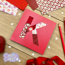 Load image into Gallery viewer, Letter K Iris Folding Pattern PDF & SVG | Alphabet Beginner Iris Folding Pattern Download | Cut File | Card Making Template