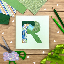 Load image into Gallery viewer, Letter R Iris Folding Pattern Template PDF & SVG | Alphabet Beginner Download | Cut File | Card Making