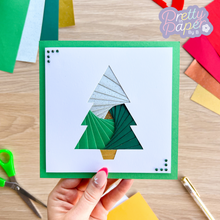 Load image into Gallery viewer, Christmas Tree Iris Folding Pattern PDF & SVG | Xmas Tree Beginner Printable Download | Cut File | Card Making Template